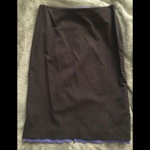 Express pinstripe skirt with lace trim